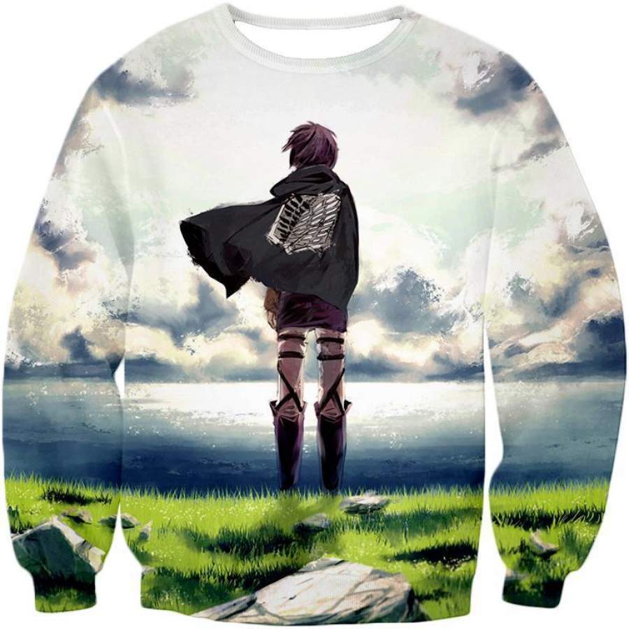 Attack On Titan Sweatshirt - Attack On Titan Super Cool Survey Corp Soldier Awesome Anime Promo Graphic Sweatshirt Animood Collections