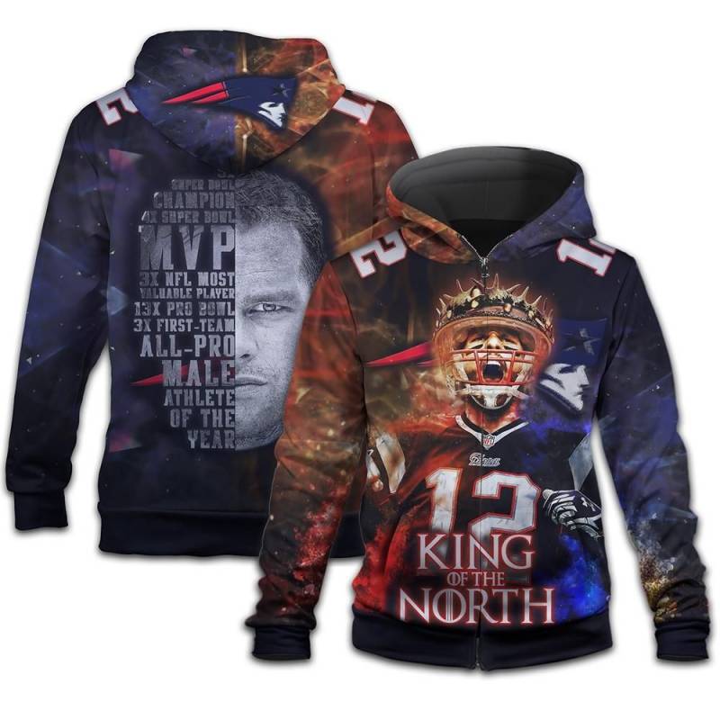 Tom Brady New England Patriots King Of The North Awards 3D All Over Print Hoodie S-5Xl