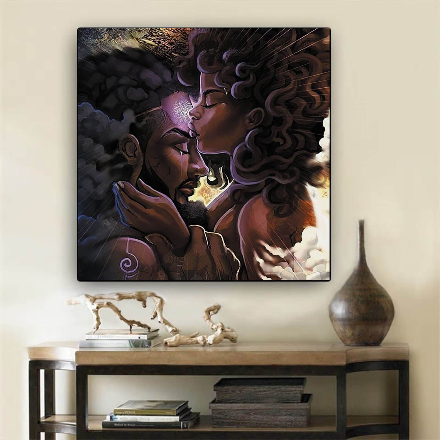 African Canvas Art Cute Afro Girl African American Wall Art And Decor Afrocentric Home Decor Ideas BPS27904