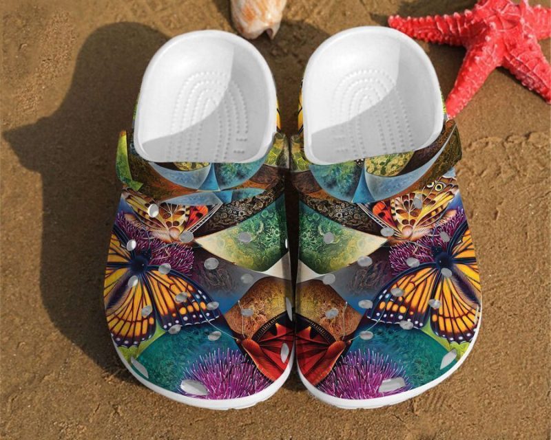 Butterfly Illusion Art Watercolor Unisex Birthday Gifts Clog Shoes