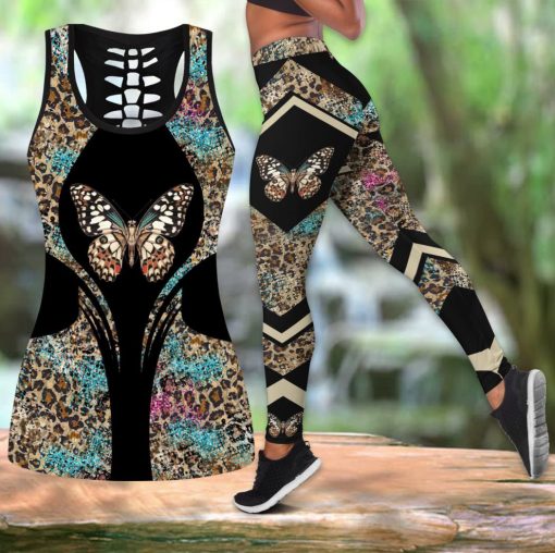 Butterfly Leopard Pattern Combo Tank-Top And Legging