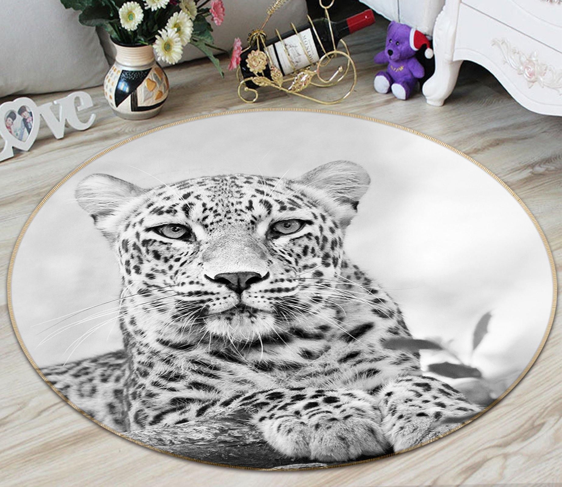 3D Black And White Tiger Pattern Round Rug – Round Carpet Home Decor