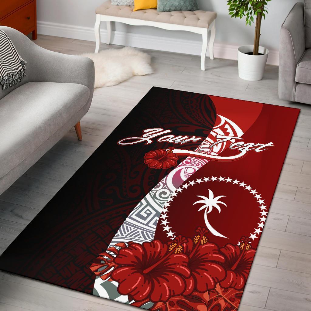 Chuuk Polynesian Custom Personalised Area Rug – Coat Of Arm With Hibiscus – BN12