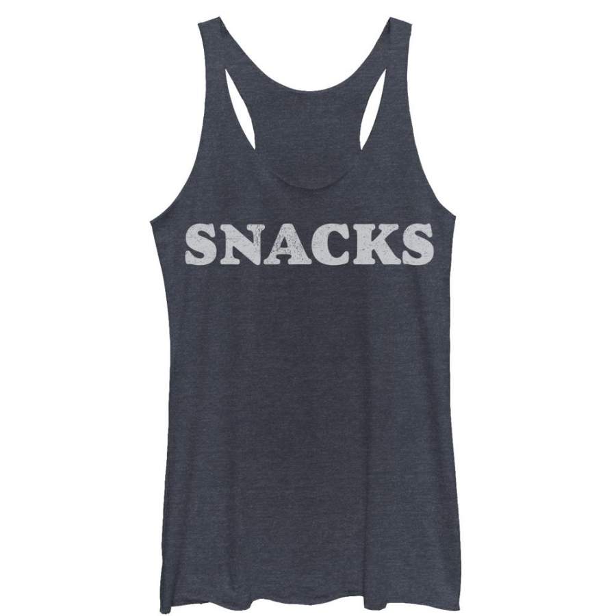 CHIN UP Women’s Snacks  Racerback Tank Navy Blue Heather S