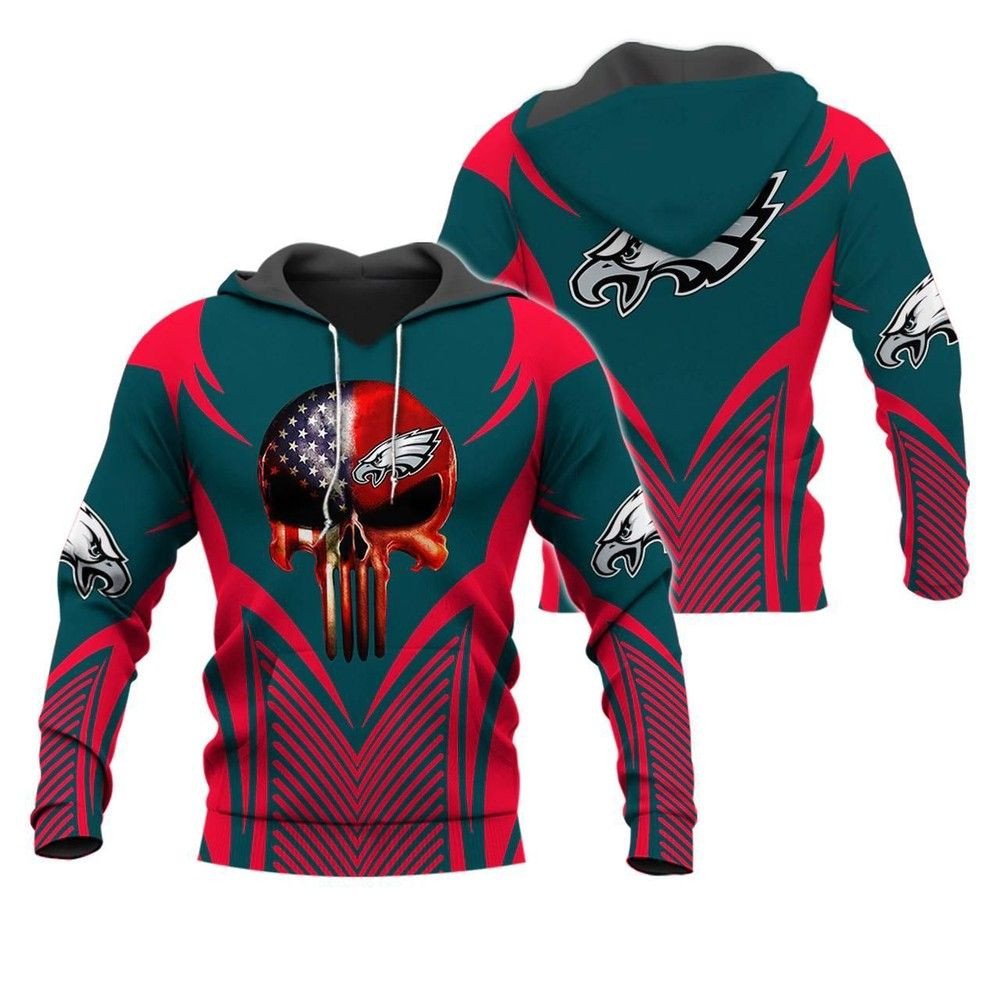 Philadelphia Eagles Skull 84 Unisex 3D Hoodie Gift For Fans