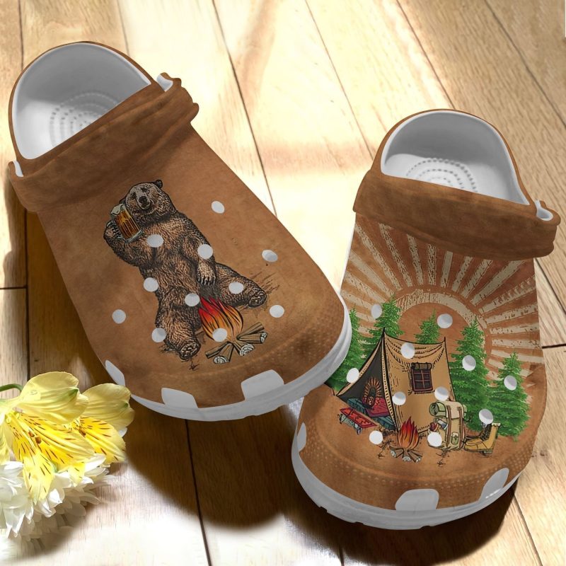 Bear Beer Camping Shoes – Peace Camping clog Gift For Friends