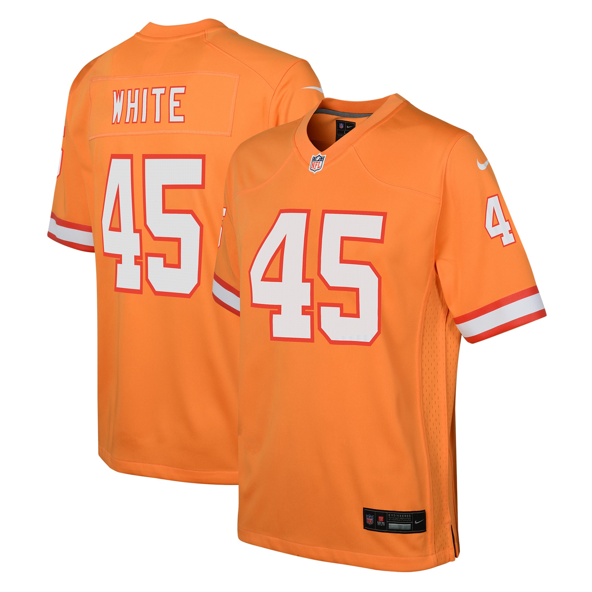 Devin White Tampa Bay Buccaneers Youth Game Jersey – Orange