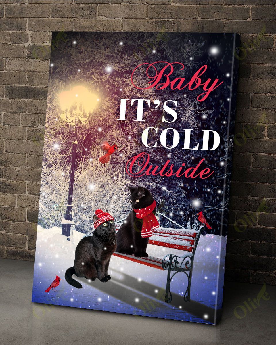 Black Cat – It’S Cold Outside Canvas Wall Art Home Decor