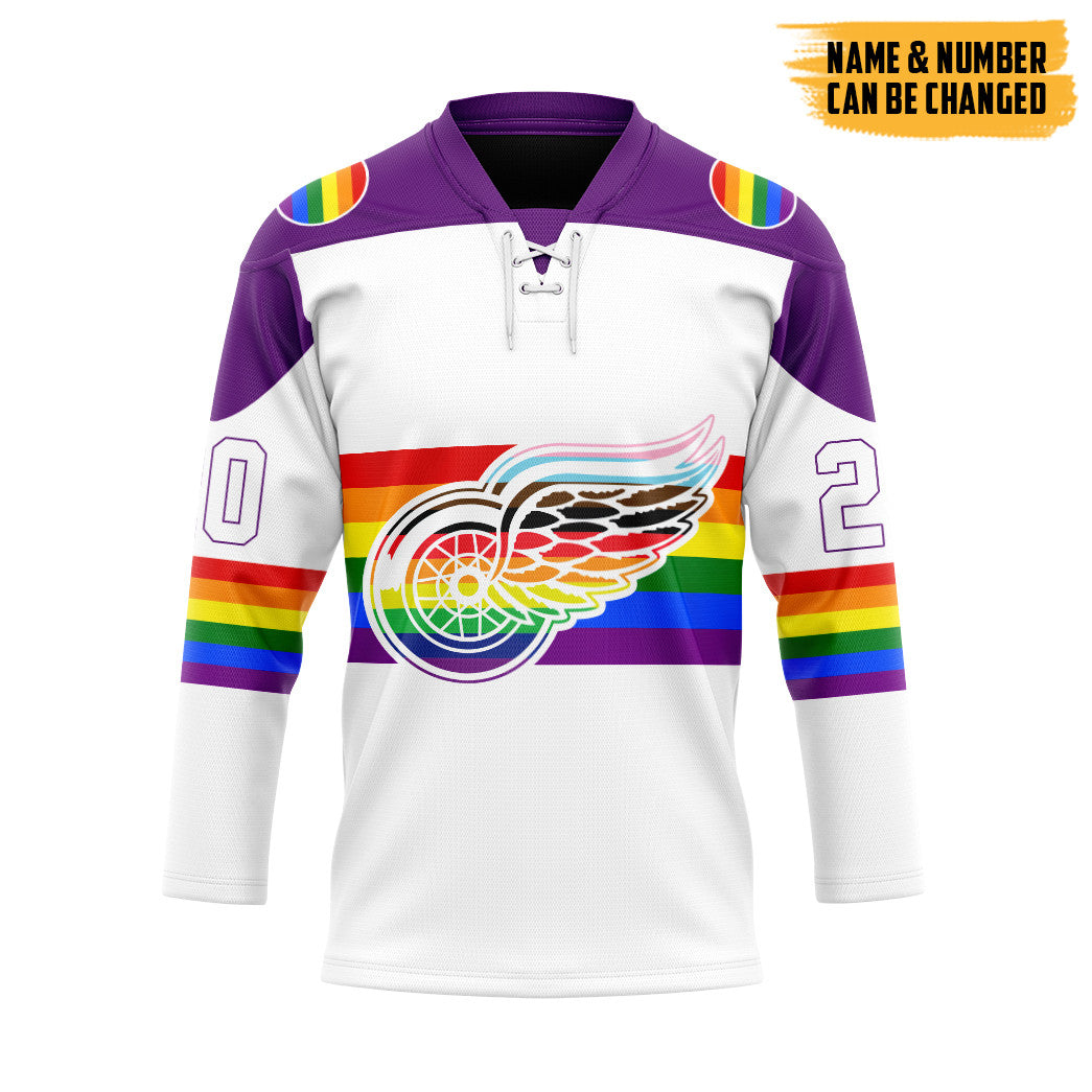 Gearhumans 3D Pride Month Detroit Red Wings Custom Name Custom Number Hockey Jersey