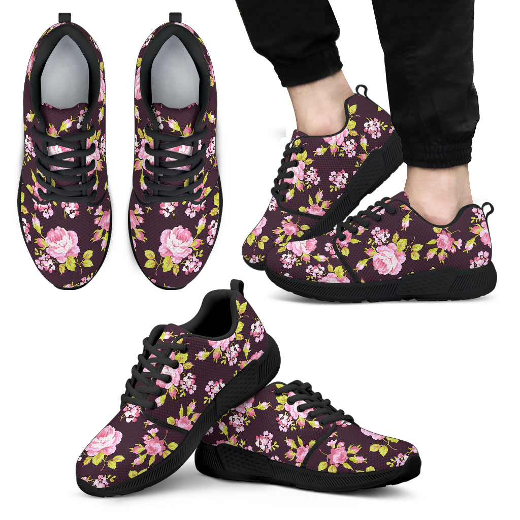 Vintage Pink Rose Floral Pattern Print Men’S Athletic Shoes