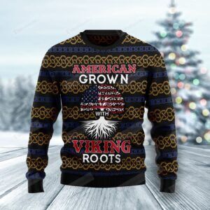 American Grown With Viking Roots Ugly Christmas Sweater, All Over Print Sweatshirt