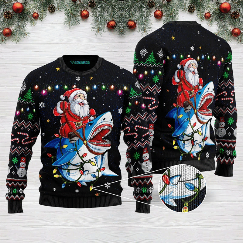 Shark Santa Ugly Christmas Sweater