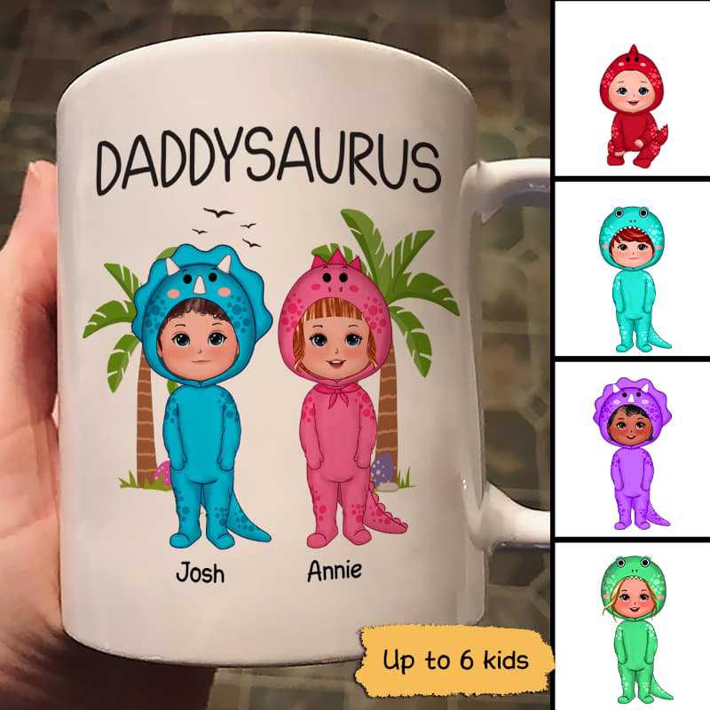 Daddysaurus Doll Kids Tropical Forest Personalized Mug