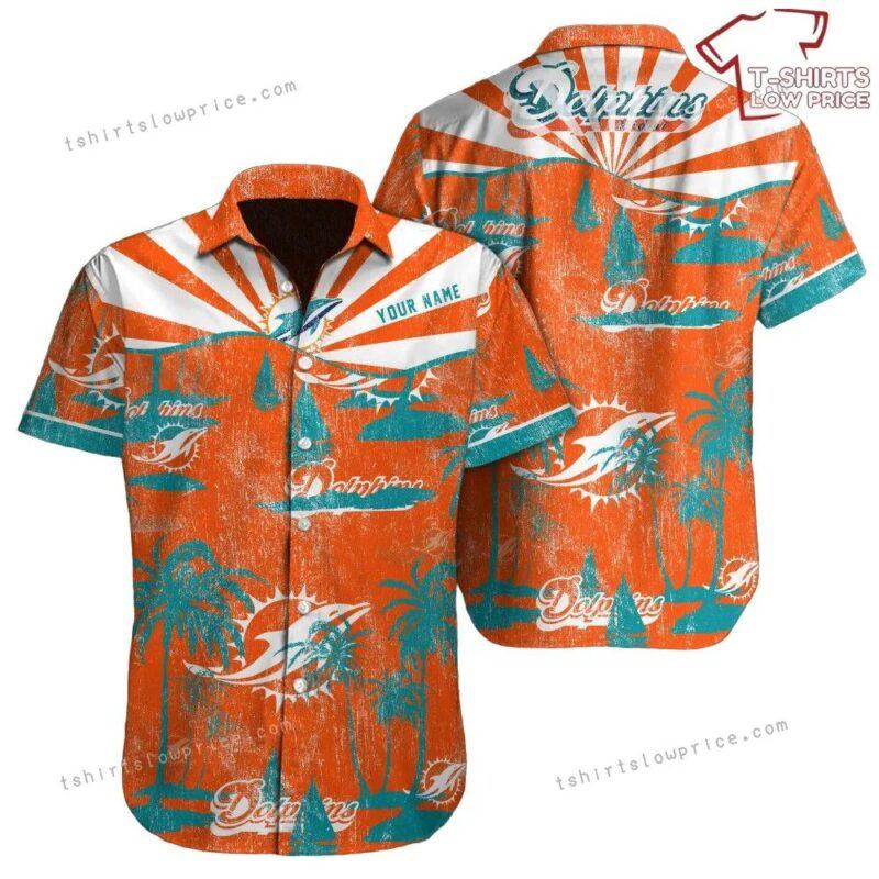 Miami Dolphins Hawaiian Shirt Nfl Football Personalized Button Up Hawaiian Shirt For Mens Womens