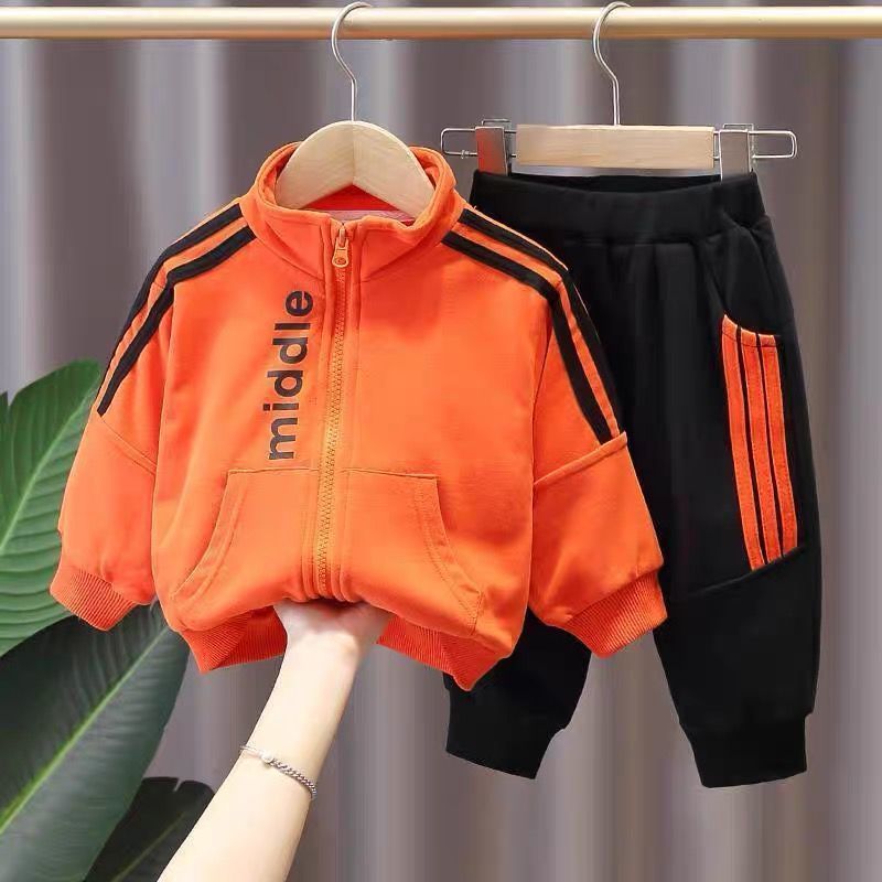 Autumn Cotton Children Clothing Set Toddler Boys Costume Striped Zipper Jackets + Pants 2Pcs Outfits Kids Clothes Sport Suit alx