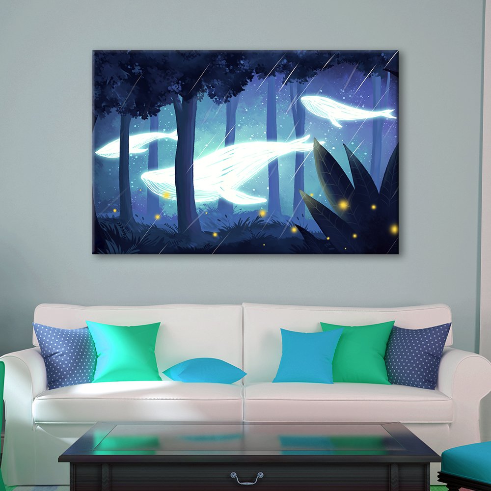 Mystical Whale Of Light 1 Piece Hd Multi Panel Canvas Wall Art Frame