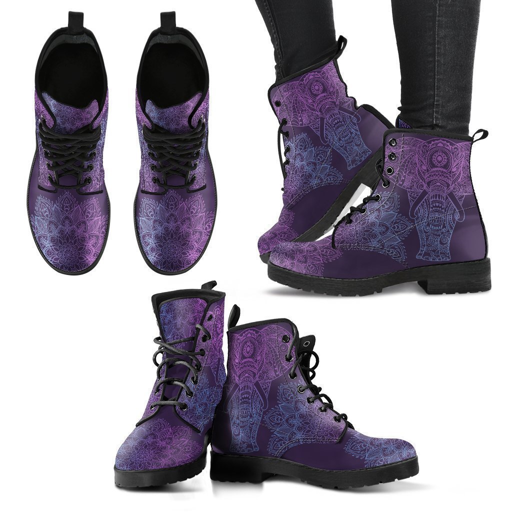 Purple Elephant Handcrafted Leather Boots Fashion Boots Custom Shoes