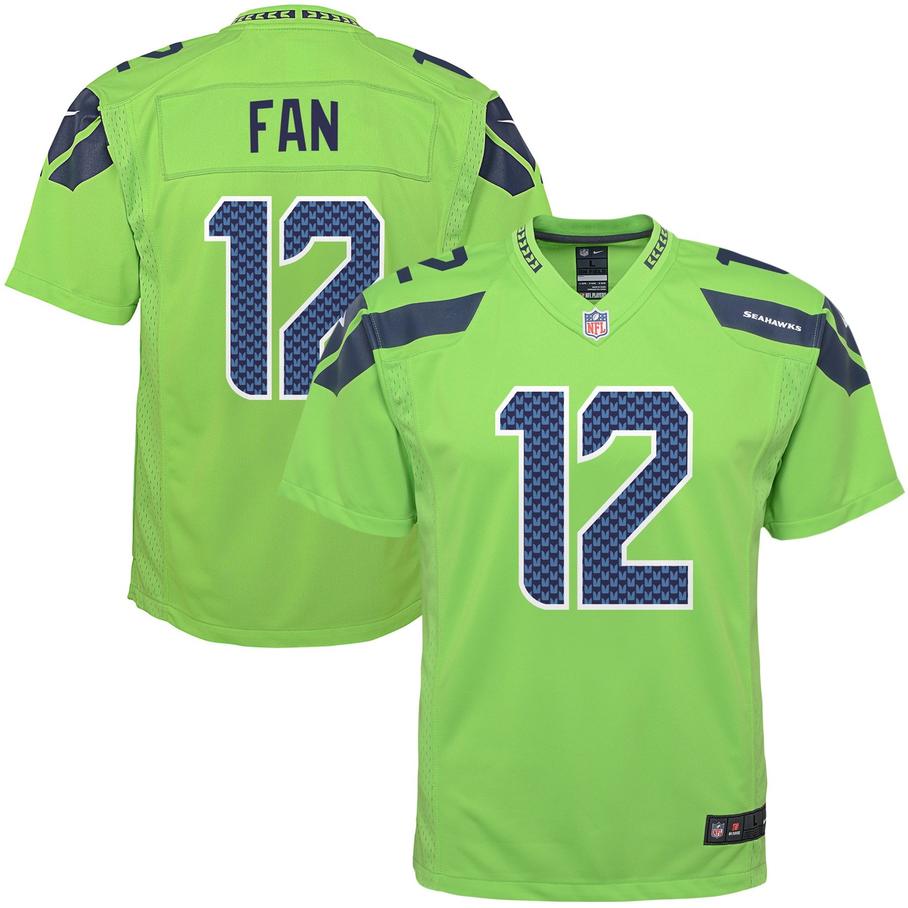 12s Seattle Seahawks Youth Game Jersey – Neon Green