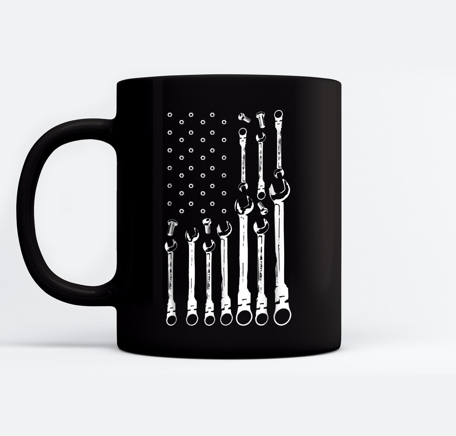 Mechanic Flag Patriotic Mechanic Usa Flag Gift Ceramic Coffee Black Mugs
