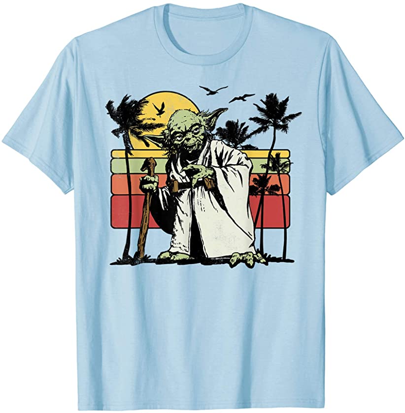 Yoda Retro Striped Vintage Sunset Beach T-Shirt T-Shirt