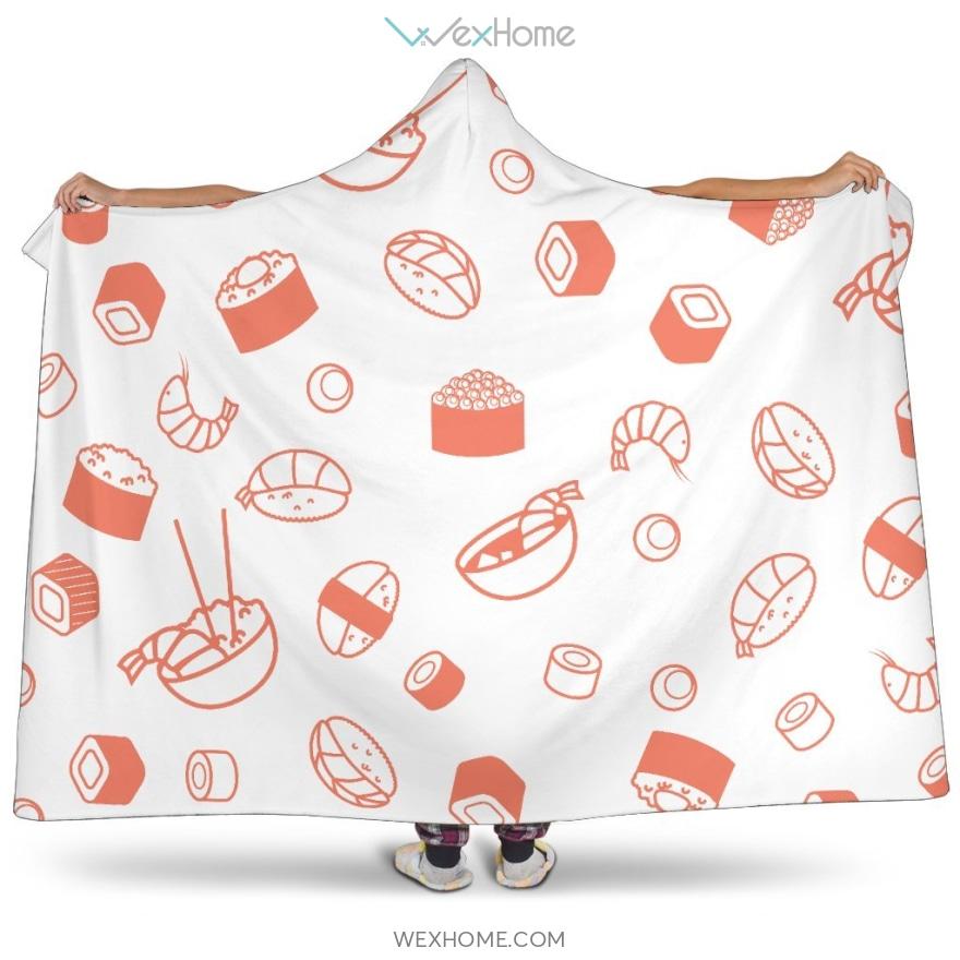 Sushi Pattern Hooded Blanket