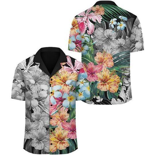 Forest Tropical Flower Hawaii Graphic Print Short Sleeve Hawaii Casual Shirt Ha84118