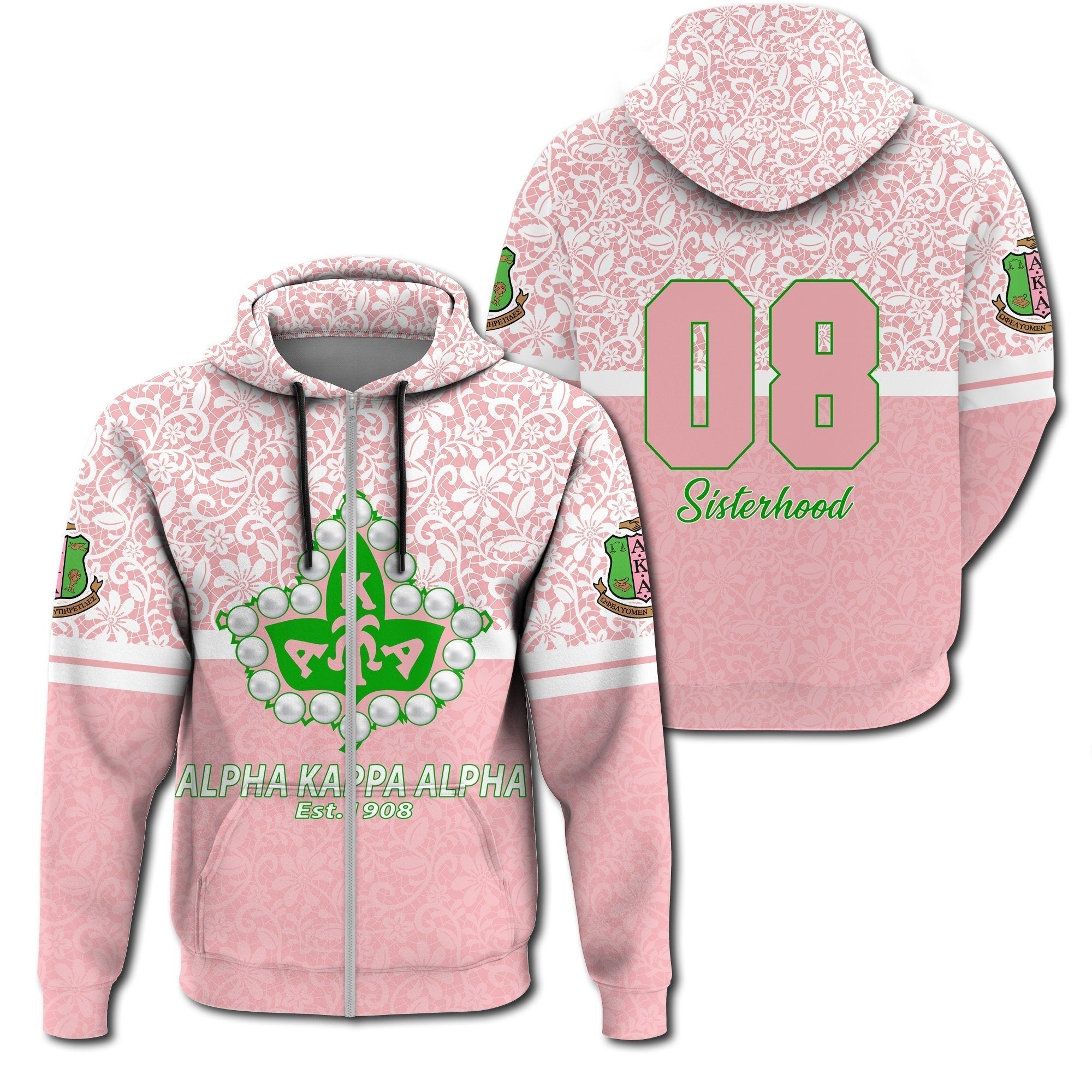 Alpha Kappa Alpha Flower Lace Zip Hoodie