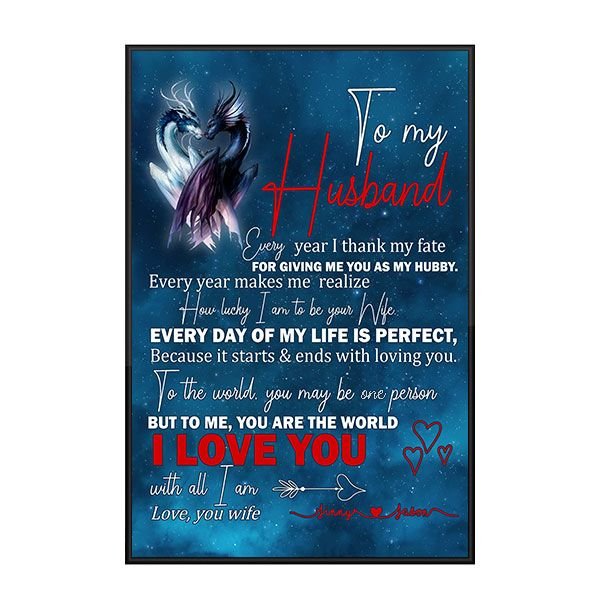 Custom Personalized name Valentine’s day wall prints poster gift ideas for room him boyfriend husband her girlfriend wife couple – My Hubby TY3112 – Sharkscustom