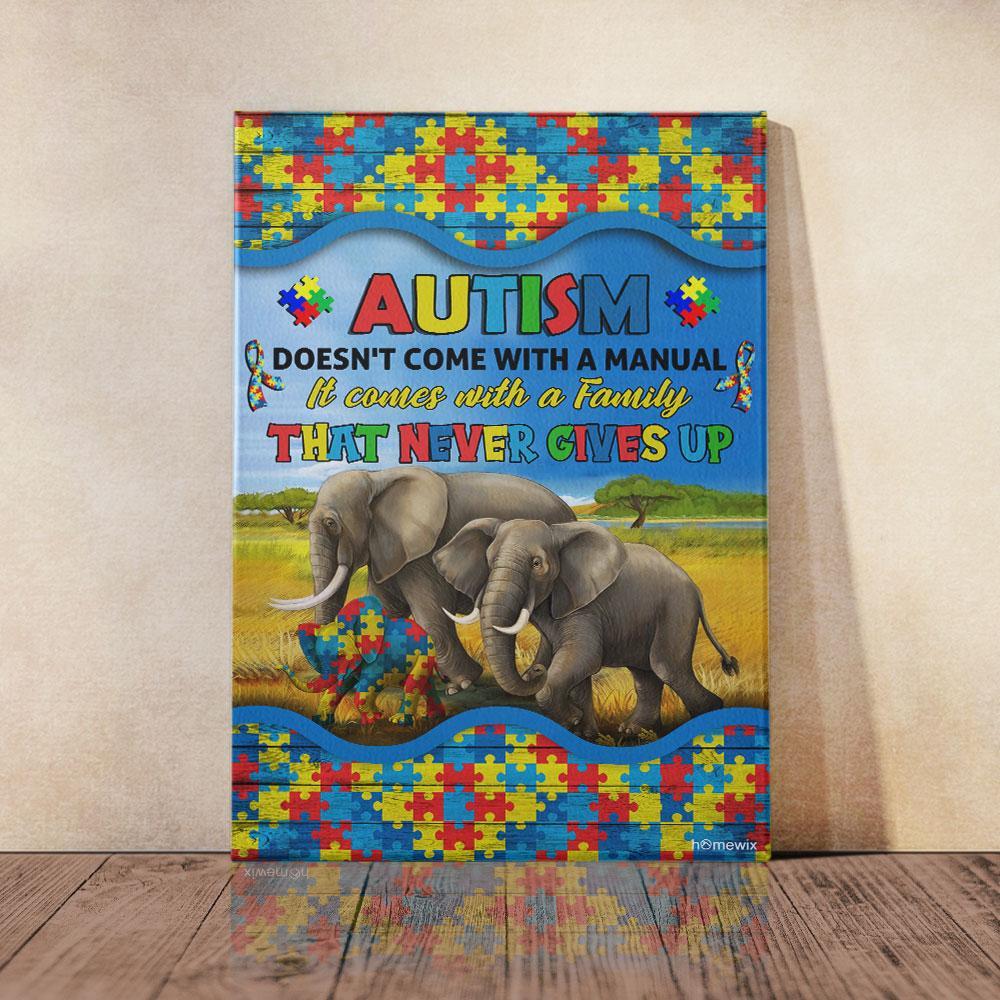 Autism Elephant Family Canvas And Poster Wall Art | Wall Decor