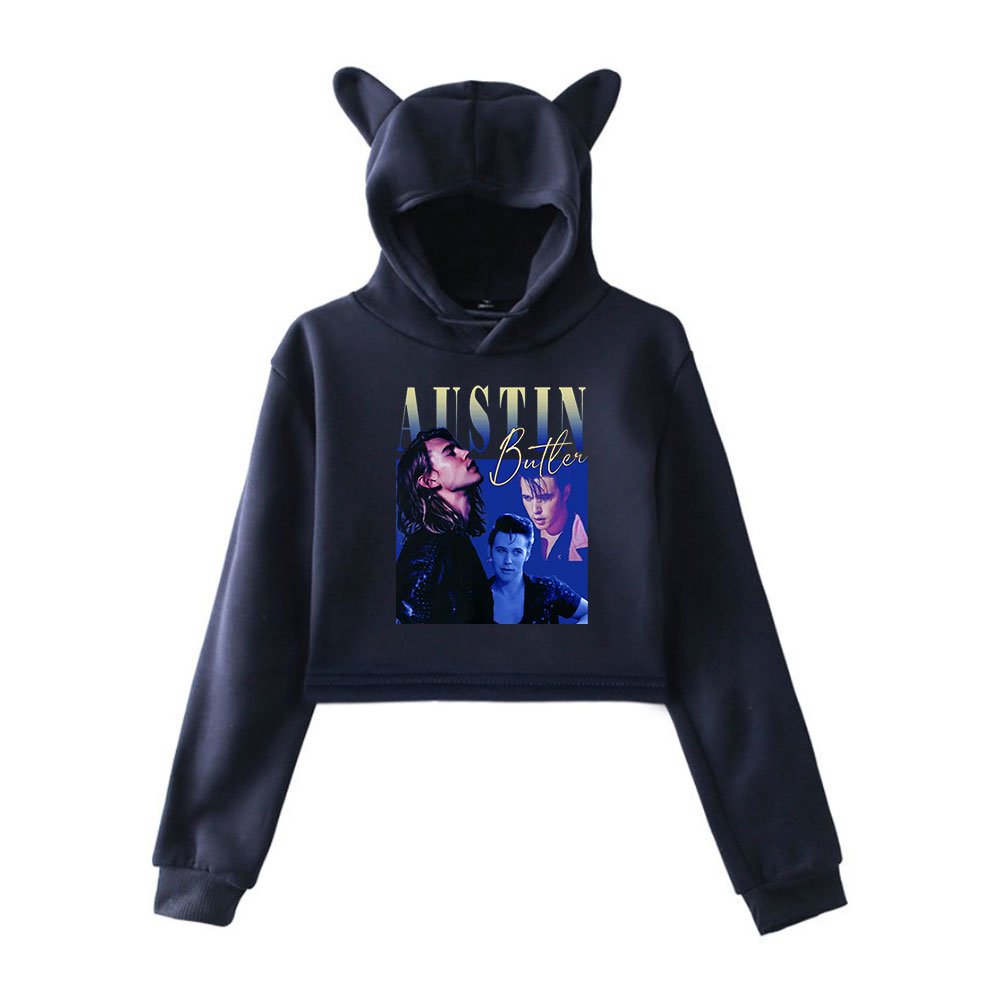 Austin Butler Movie 2022 logo Pullover Hoodie Merch Hoodies Sweatshirts for Girls Cat Ear Crop Top Hoodie Youth alx