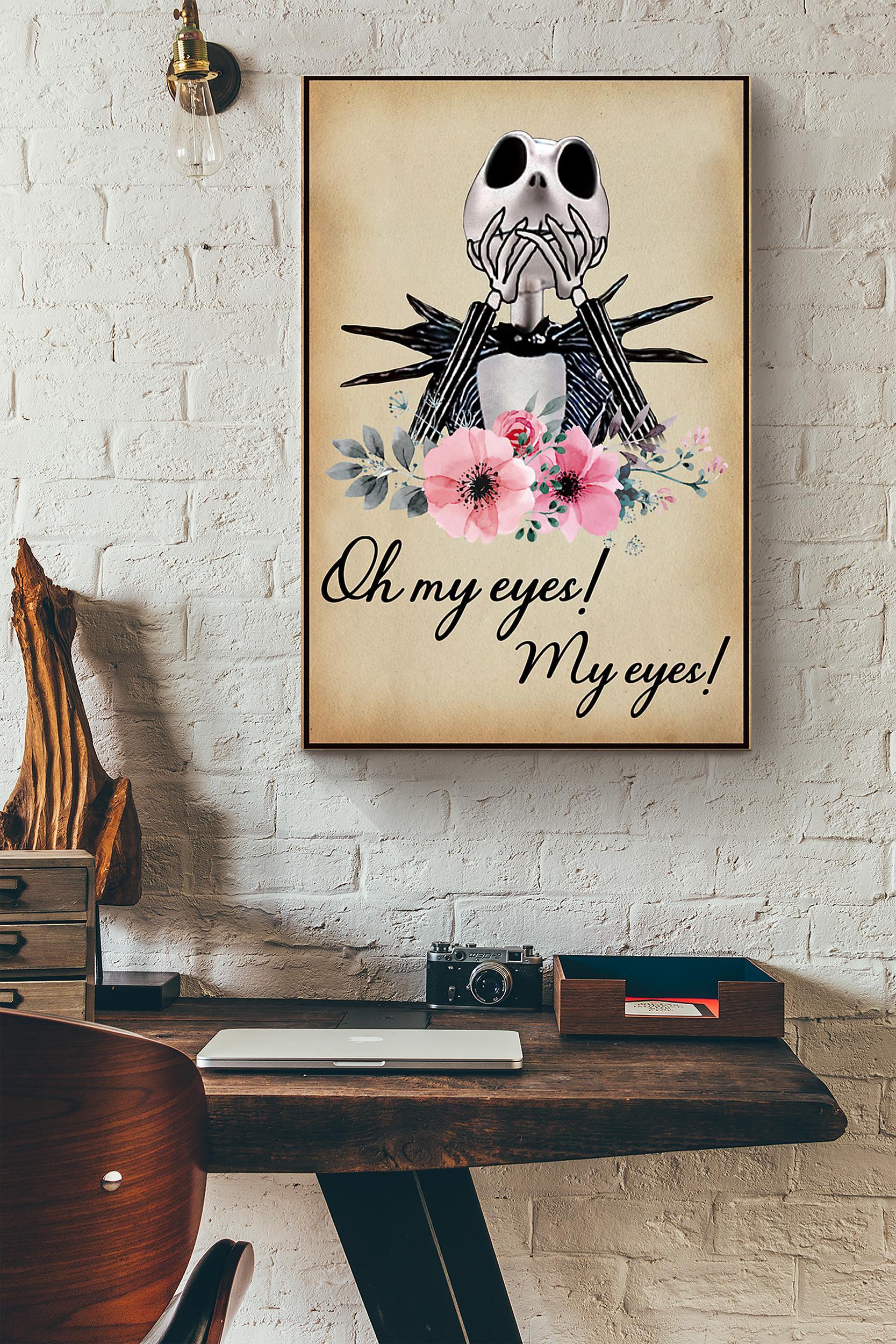 Jack Skellington Oh My Eyes Flowers Poster Wrapped Canvas