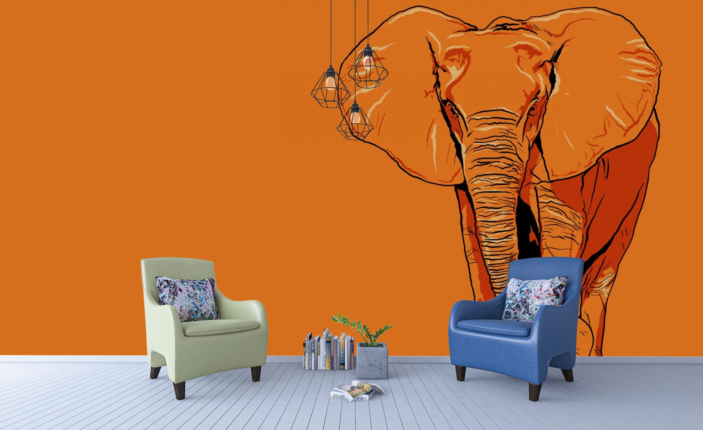 3D Elephant Graffiti Wall Mural Wallpaper Sww  50