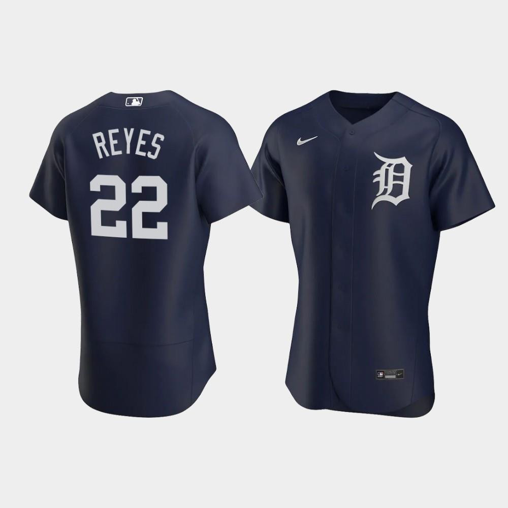 Victor Reyes 22 Detroit Tigers Team Logo Navy Alternate Jersey