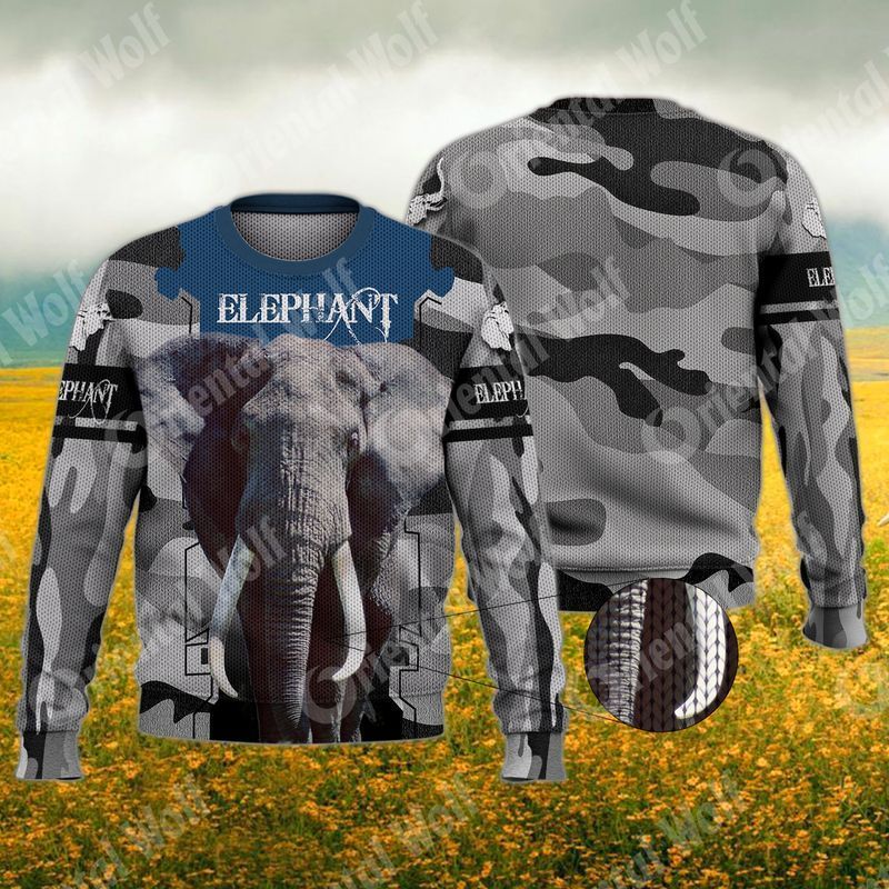 Beautiful Elephant For Elephant Lovers Camo 3D Full Print Sweater