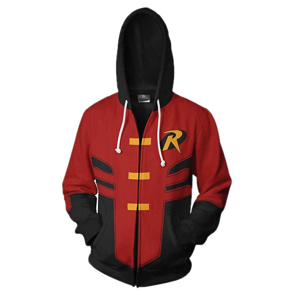 Unisex Adult Robin Tim Drake 3D Anime Cosplay Zip Hoodie