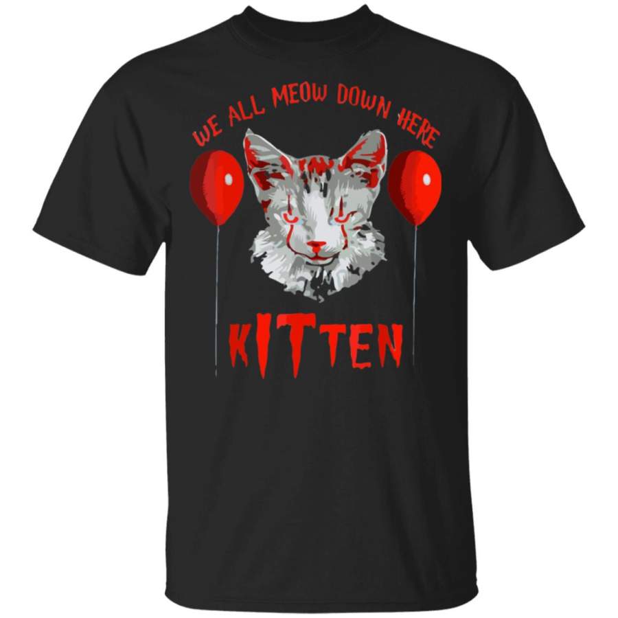 We All MEOW Down Here Kitten Halloween Scary Cat T-Shirt, long sleeve, hoodie