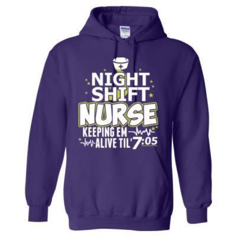 AGR Night Shift Nurse Keeping Em Alive 7:05 – Heavy Blend™ Hooded Sweatshirt