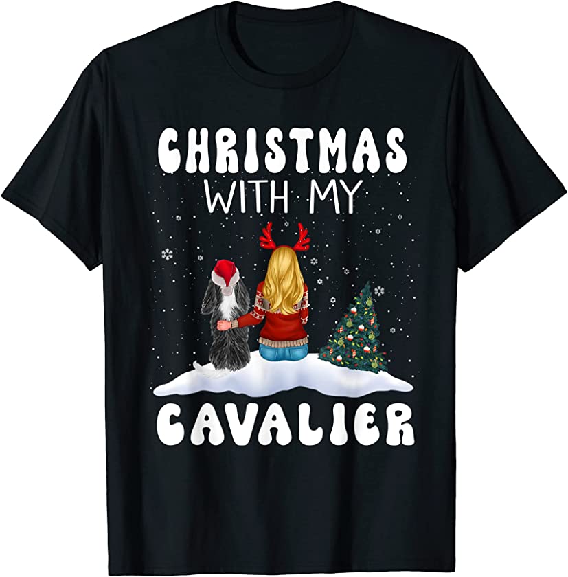 Christmas With My Cavalier Dog Puppy Funny Xmas T-Shirt