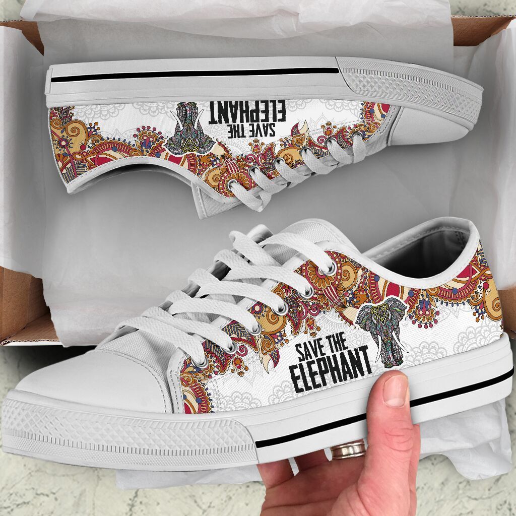 Save The Elephant Pattern Low Top Shoes