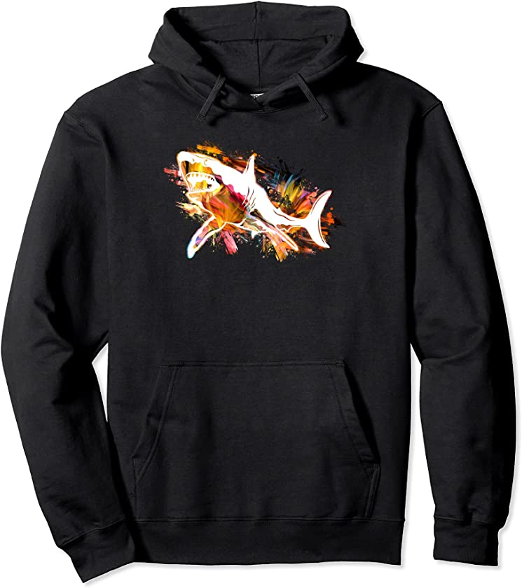 Vintage Shark Silhouette | Hammerhead Shark Tiger Shark Pullover Hoodie