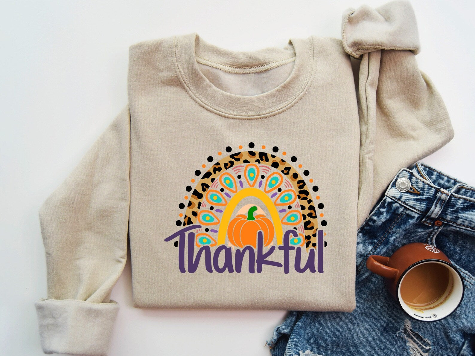 Thankful Sweatshirt Halloween 2D Crewneck Sweatshirt All Over Print Sweatshirt For Women Sweatshirt For Men Sws3624