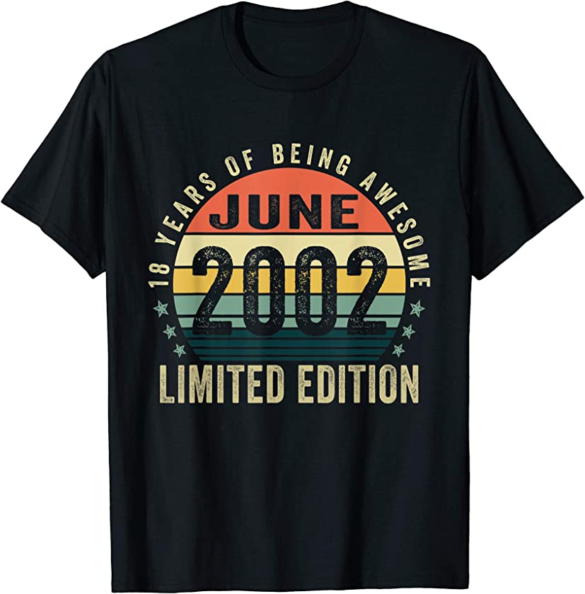 Vintage June 2002 Clothes 18 Years Old 18th Birthday Gifts T-Shirt