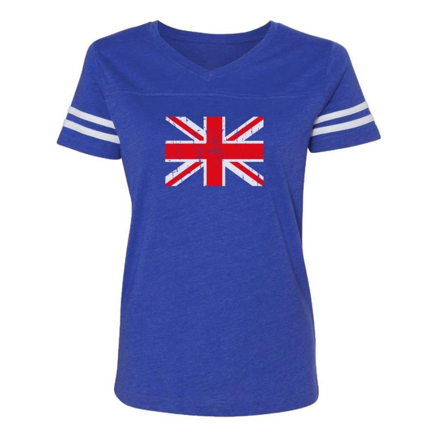 Vintage United Kingdom Flag Women Football Jersey T-Shirt