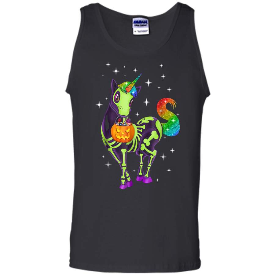 Unicorn Skeleton Halloween Magical Candy Glow Gift  Tank Top