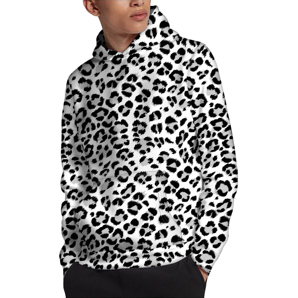 White Leopard Print Pullover Hoodie