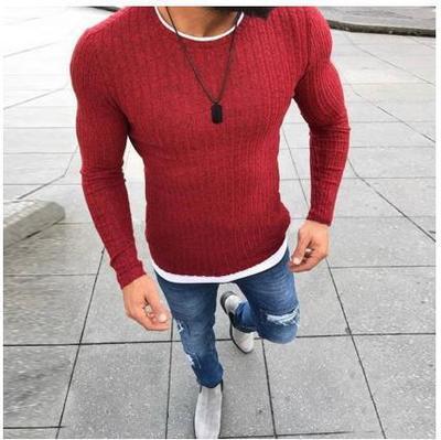 2021 Men’s Autumn Sexy Skinny Sweater Solid Knitted Pullover thin sweaters O-Neck Slim Fit Sweater Pullovers Plus Size S-5XL alx