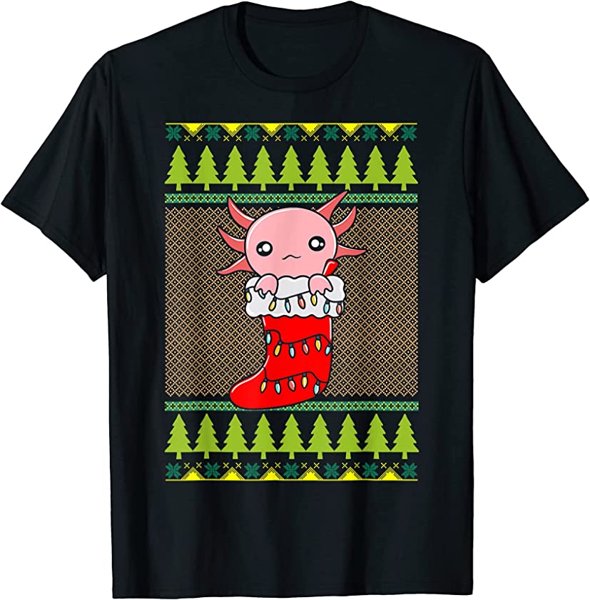 Christmas Axolotl Stocking Cute Ugly Christmas T-Shirt