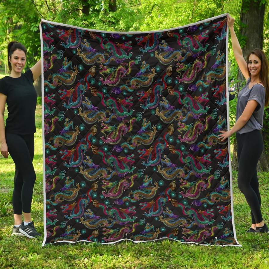 Chinese Dragon Pattern Print Quilt