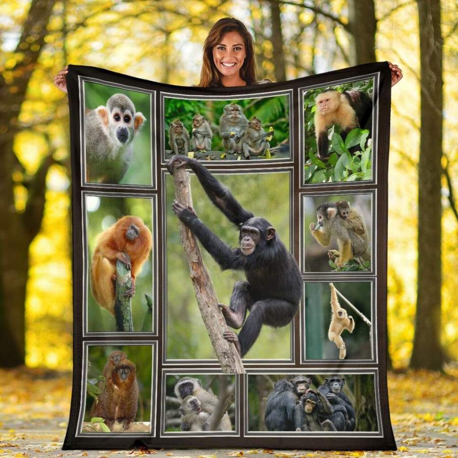 3D Monkey Wild Animals Lovers Gift Blanket – Custom Blanket / Personalized Blankets / Photo Blanket – Fleece Blanket / Sherpa Blanket