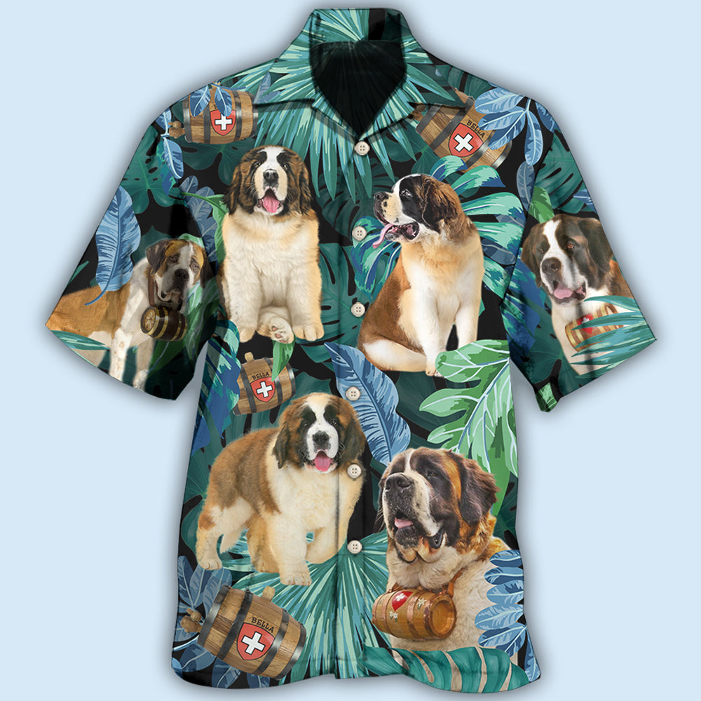 Saint Bernard Dog Tropical Leaf Hawaii Shirt Ha5163